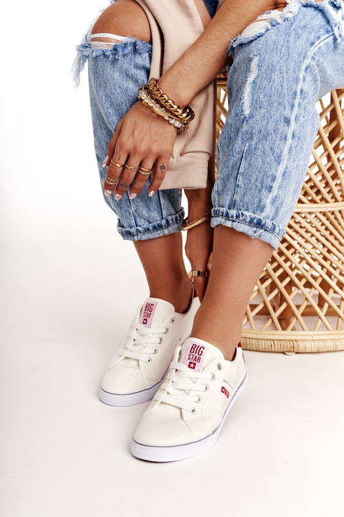 Tenisówki Wiązane BIG STAR Biało-Czerwone DD274892