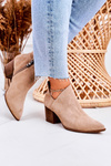 Women's Boots With A Cut On Block Heel Suede Beige Lawrence