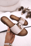 Women's Classic Leather Slippers Beige Adele