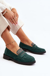 Women's Embellished Loafers Dark Green Dananei