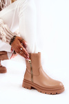 Women's Warm Boots With Zippers Nude Jette