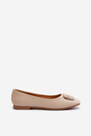 Women's Ballet Flats in Eco Leather with Ornament Beige Edoslli