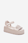 Ladies Leather Sandals On Platform Beige CheBello 4701
