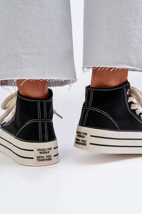 Trampki Damskie Platforma Czarne Aineri BL507