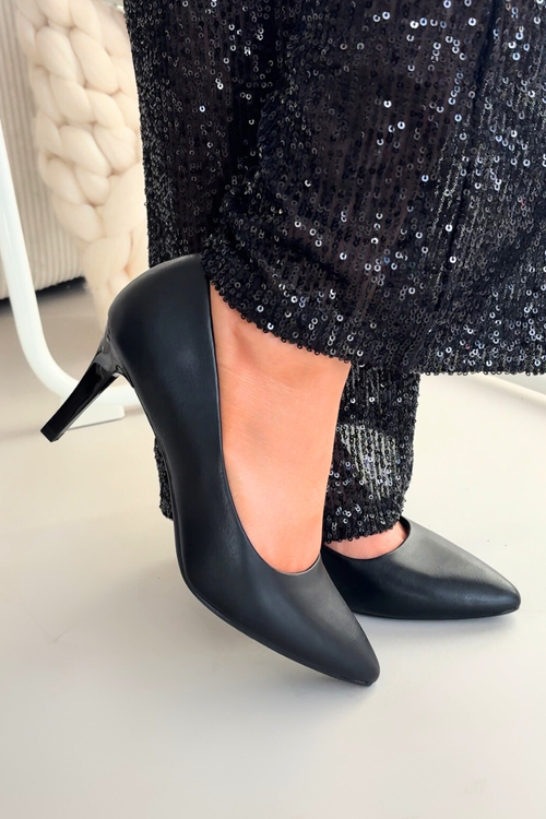 Szpilki Eko Skórzane Czarne Sergio Leone