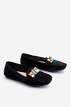 Women's Suede Loafers With Crystals Black Lucille