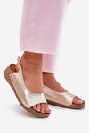 Women's leather wedge sandals Maciejka L7069 Gold