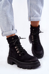 Leather Warm Lace-up Boots Black Merisha