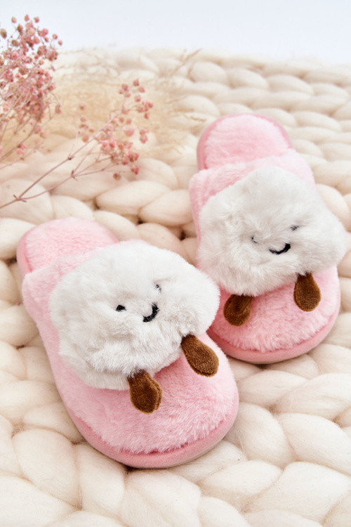 Children's Warm Slippers With Fur Pink Rubee