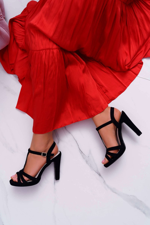 Women's Suede Sandals Black Silela