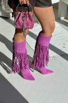Women's High Heel Boots with Fringes Purple Isalune