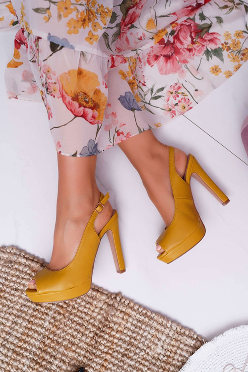 Platform Heeled Women's Sandals Yellow Lorajn