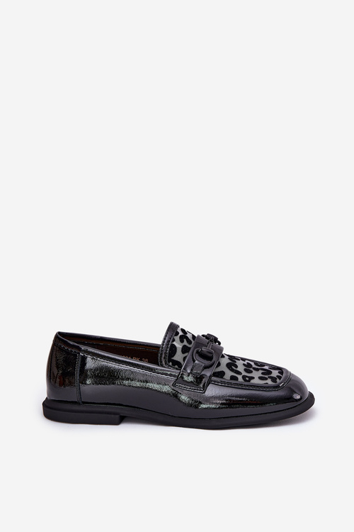 Leather Patent Moccasins With Mesh Black Vinceza 31931