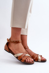 Zazoo 40225 Leather Sandals With Flat Heel Brown