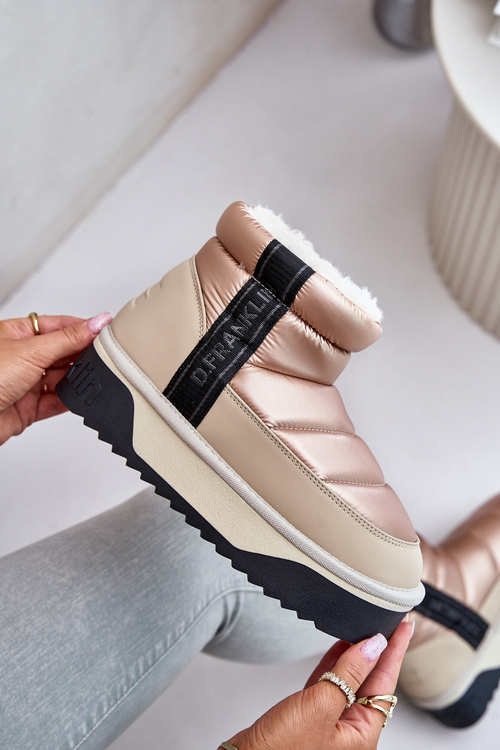 Śniegowce Niskie Gruba Podeszwa Beżowe D.Franklin DFSH371010