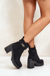Women's Heeled Boots Eco Suede Insulated Zip Black Laonora