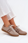 Suede Low Sneakers Women Dark Beige Zazoo N1068