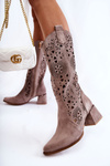 Suede Openwork Boots Lewski Shoes 3171 Cappucino