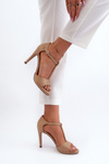 Women's High Heel Sandals in Beige Eco Leather Obdaria