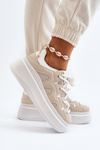Women's sneakers with chunky lacing beige Vinali
