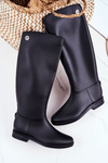 Women's Black Rubber Galoshes Boots Under The Knee Drizzle