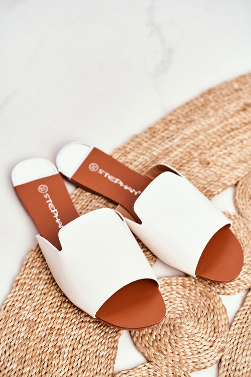 Women's Flat Flip Flops White Mimios