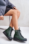 Light Insulated Women's Ankle Boots On Platform And Wedge Dark Green Savindria