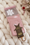 Women's Long Socks With Snowflakes Pink