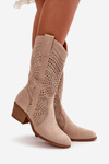 Women's Tall Suede Cowboy Boots Beige Turner