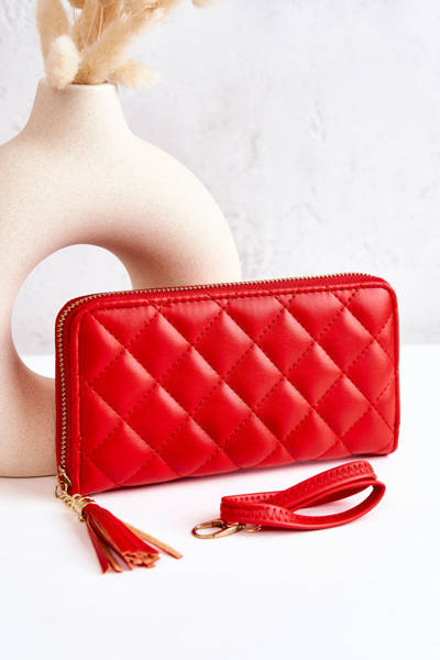 Large Fringed Quilted Wallet Red Selley