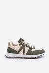 Leather Women's Sports Shoes Green-Beige Kabama