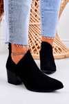 Women's Boots With A Cut On Block Heel Suede Black Lawrence
