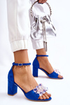 Elegant High Heel Sandals With Crystals Blue Cameron 