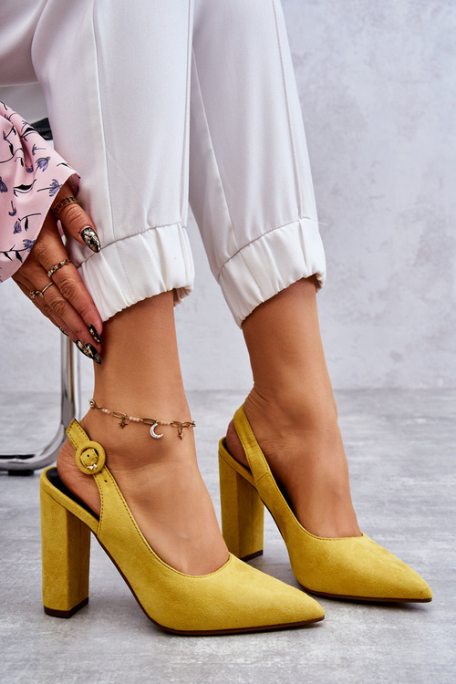 High Heels Pointed Toe Pumps Yellow Alanza