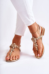 Women's Sandals Flip-flops With Cubic Zirconia Golden Solea