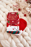Women's Socks With A Christmas Pattern In A Bear Red