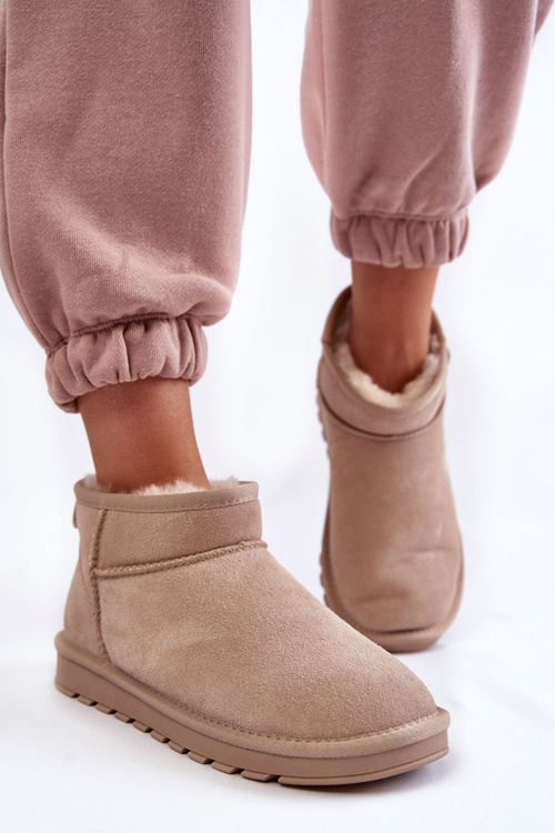 Women's Suede Low Snow Boots Light beige Shelie