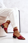 Leather Sandals On Golden Heel Laura Messi 2143 Red