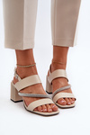 Women's Elegant Sandals with Stiletto Heel Beige D&A MR38-549