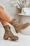 Women’s Worker Boots With Zipper Made Of Eco Suede Dark Beige Savalann
