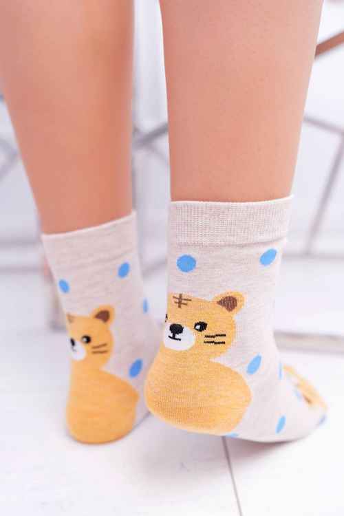 Women's Socks Beige with Tiger