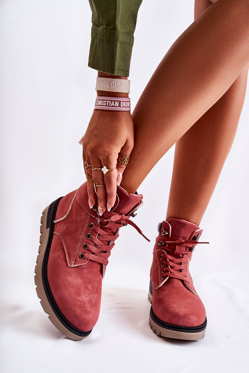 Leather Booties On The Platform Red Ressa