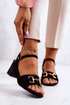 Suede High Heel Sandals With Decoration Black Darlen 