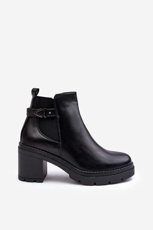 Leather Women's Boots On Massive Heel Black Belinda