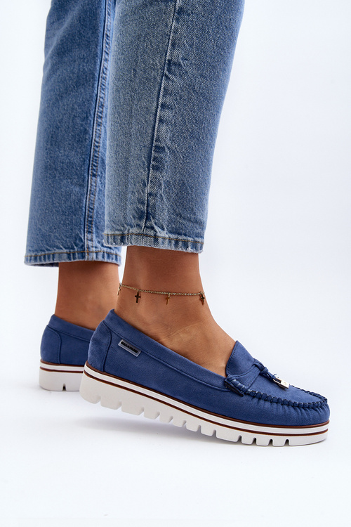 Women's Platform Moccasins Blue Railav