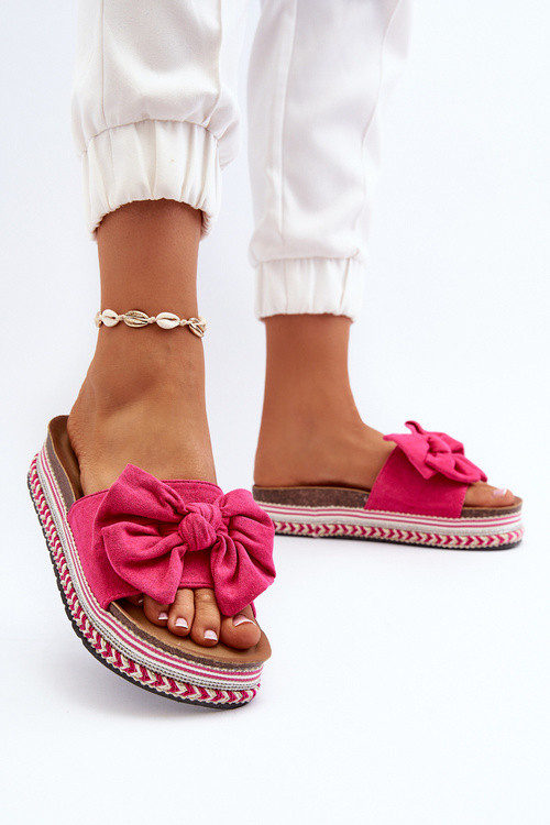 Women's Platform Sandals with Bow Pink Evatria