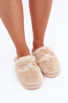 Women’s Furry Slippers With Bear And Decorative Elements Beige Innalise