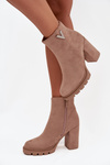 Women's insulated ankle boots with heel with decorative detail beige Briella