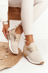 Damskie Sportowe Buty Sneakersy Beżowo-Złote Netta