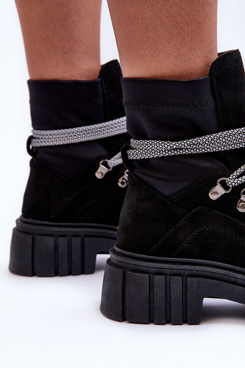 Women's Suede Lace-Up Boots Black Acorn